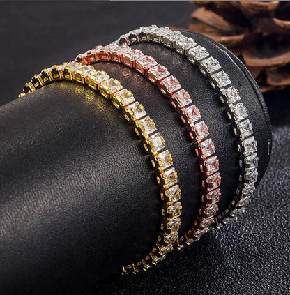 Soleil Tennisarmbånd | 18 karat guld, moissanit, justerbar længde