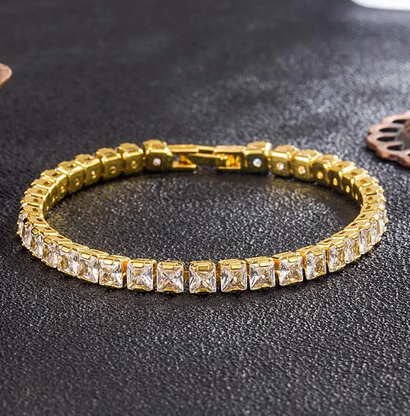 Soleil Tennisarmbånd | 18 karat guld, moissanit, justerbar længde