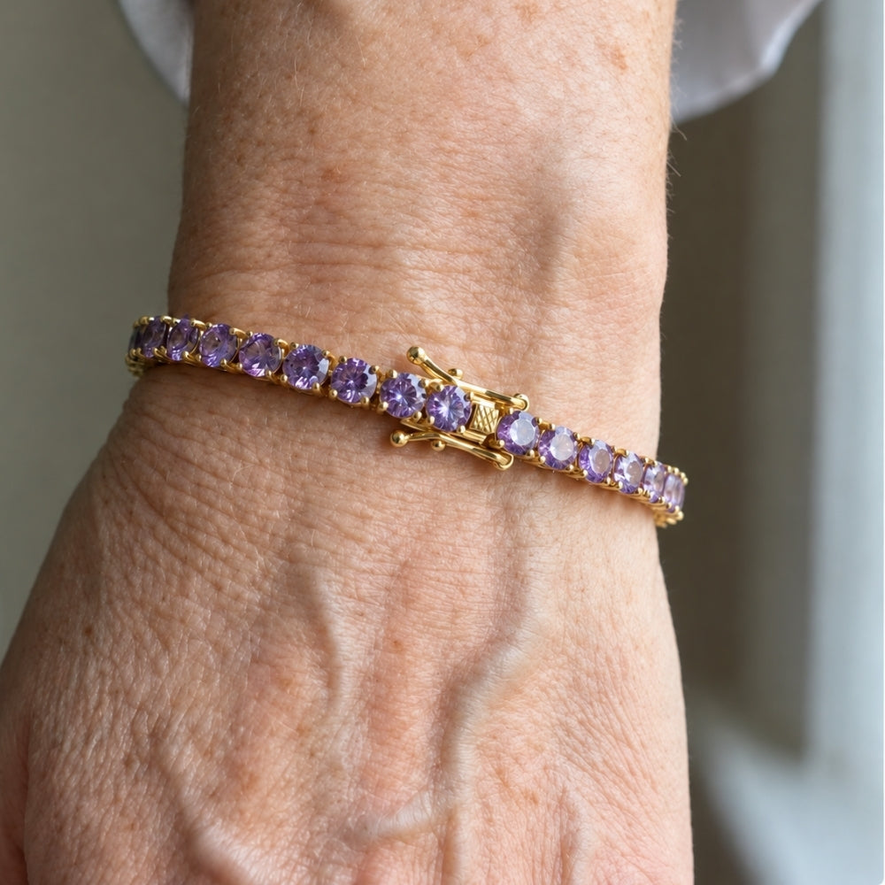 Amethyst Tennis Guldarmbånd