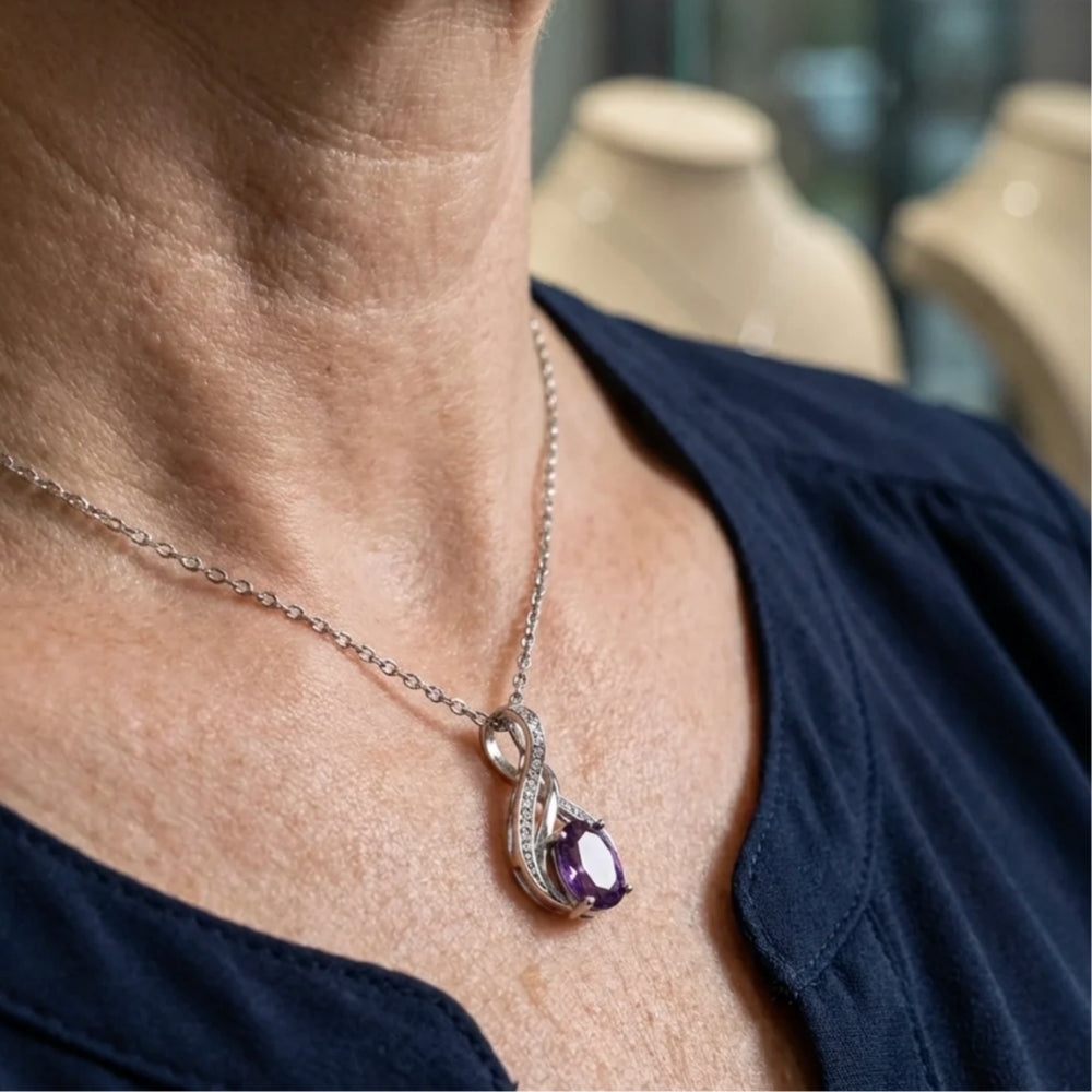 Amethyst Infinity Pave Halskæde