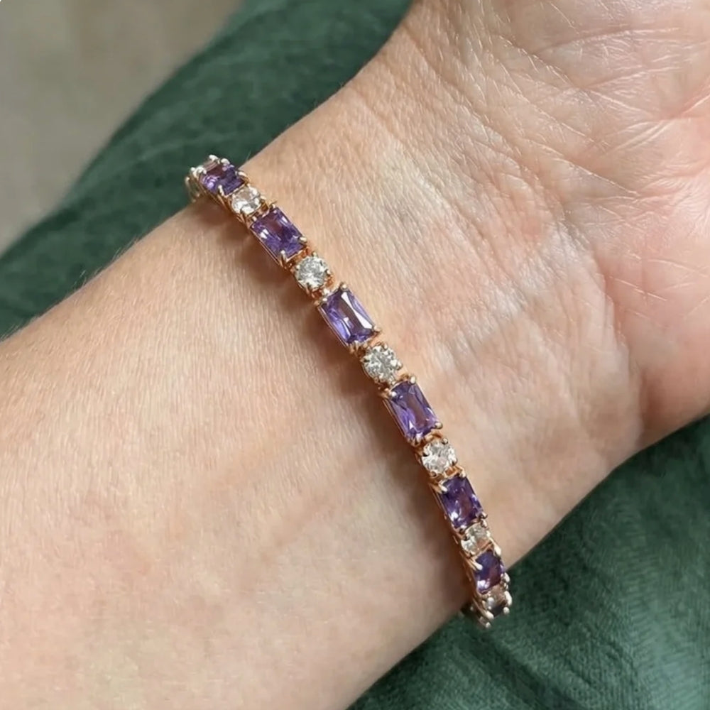 Amethyst Prism Tennis Armbånd