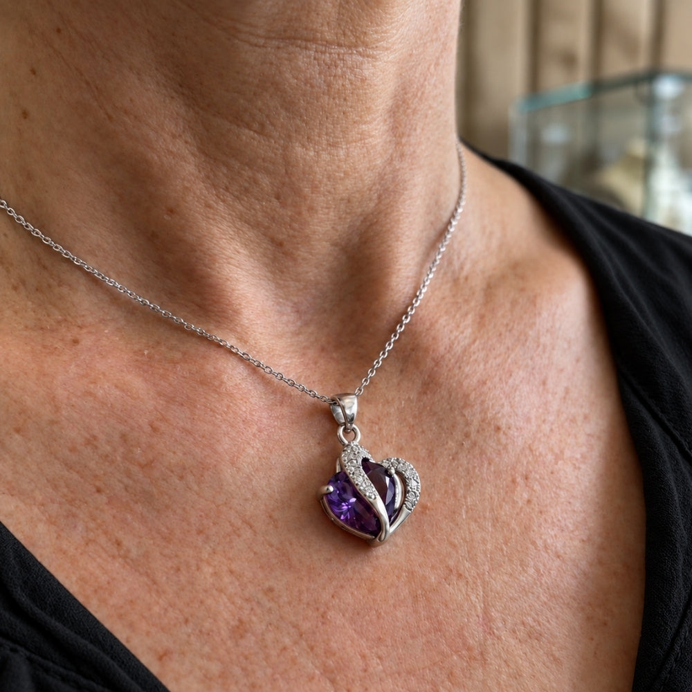 Amethyst To Hjerte Halskæde