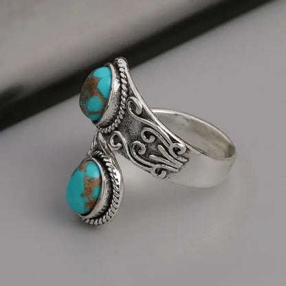 Elegant Vintage Turkis Kors Ring