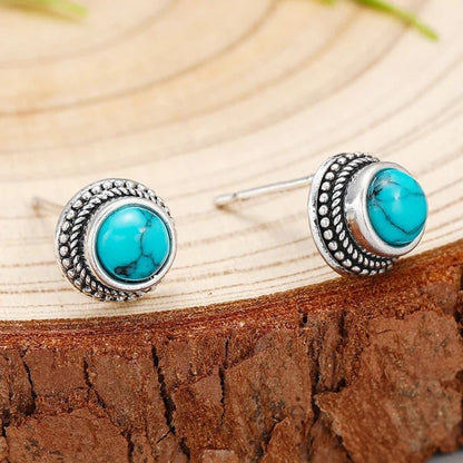 Vintage Bohemian Imitation Turquoise Stud Øreringe
