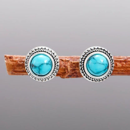 Vintage Bohemian Imitation Turquoise Stud Øreringe