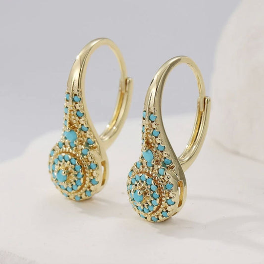 Valenne Turquoise Cluster Guldøreringe