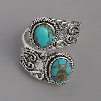 Elegant Vintage Turkis Kors Ring
