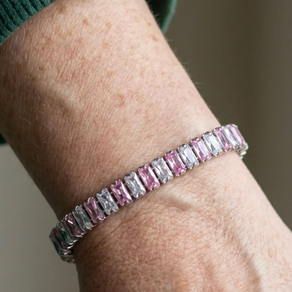 Pink Stripe Tennis Armbånd