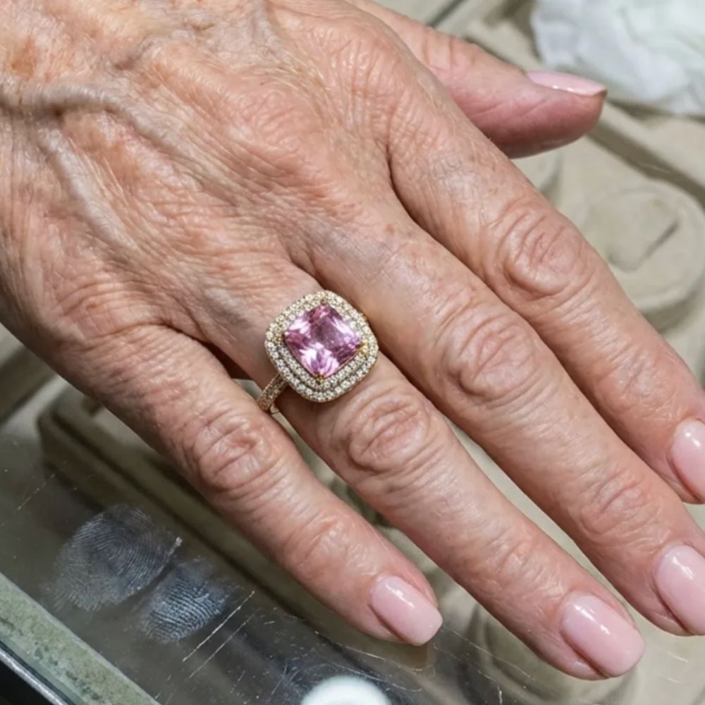 Pude Pink Safir Guld Ring
