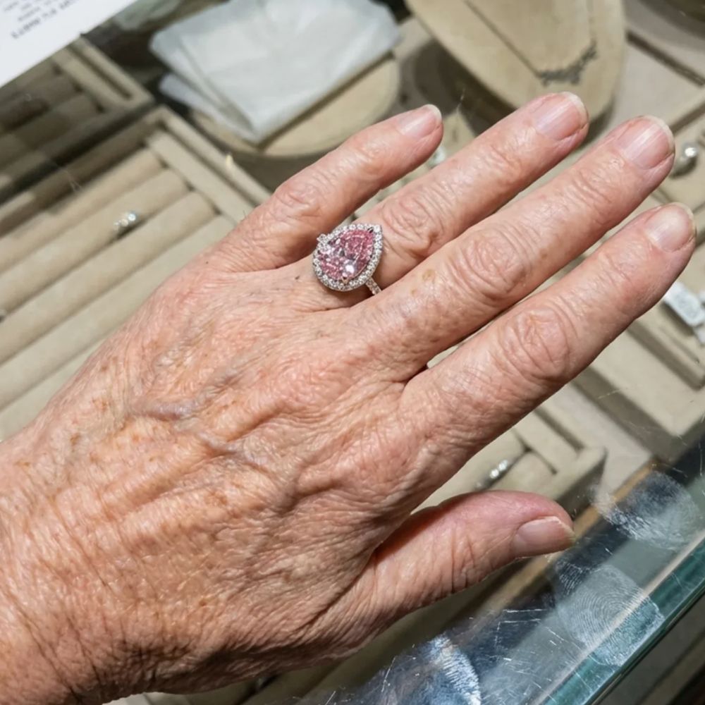 Tåreformet Lyserød Safir Ring