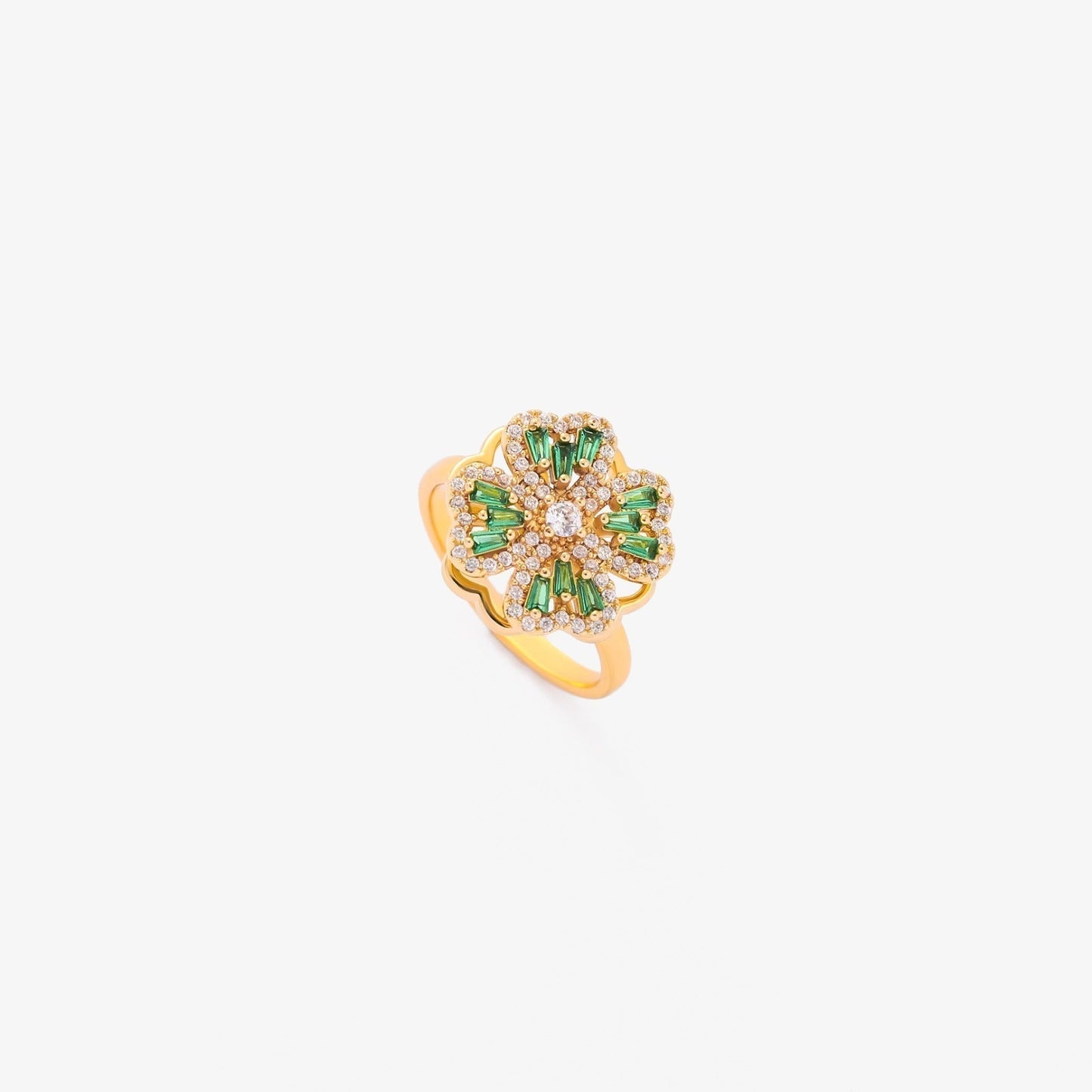 Emerald Clover Spinning Ring | Guld