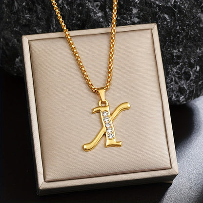 Krystal Accent Initial Halskæde | Guld