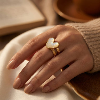 Hjerte Motiv Ring i Guld