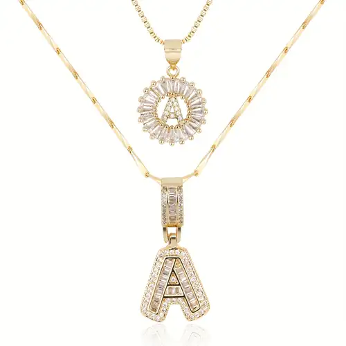 Sæt de Collar med Initial Pavé | Guld