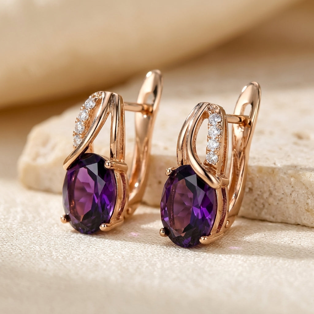 Øreringe med Amethyst i Guld