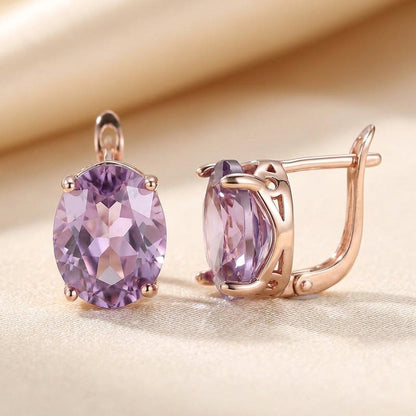 Amethyst Øreringe i Rosaguld
