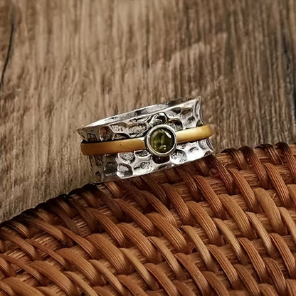Silver and Gold Rustic Band Ring
