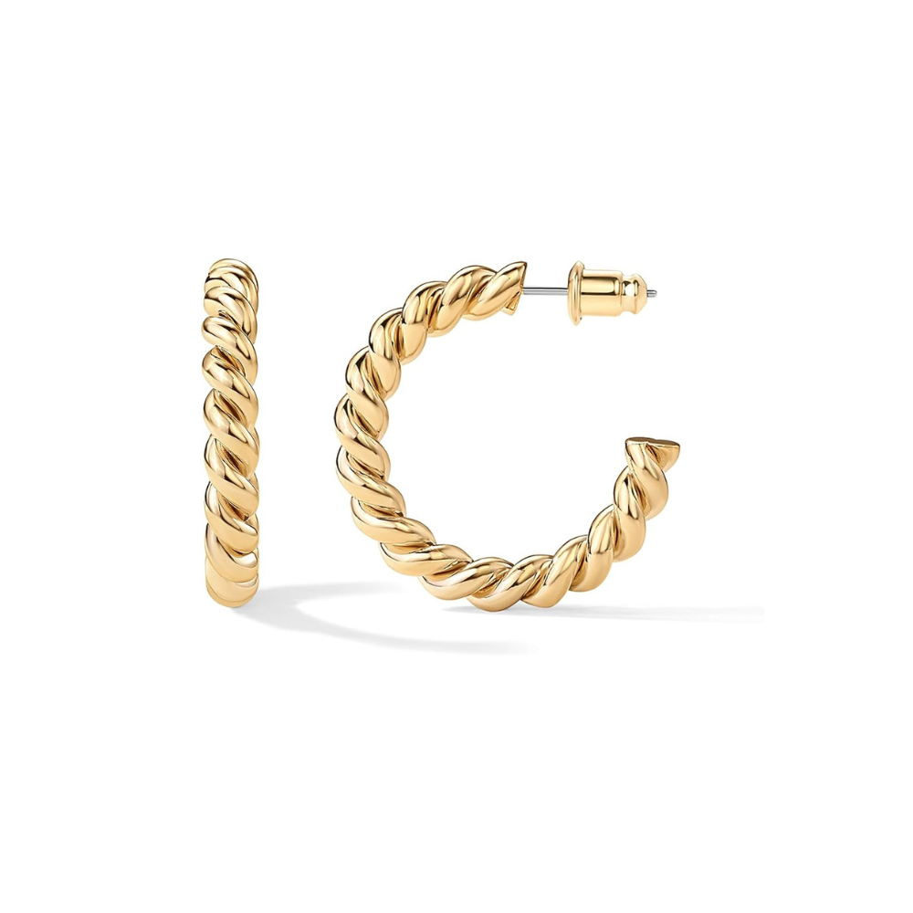 Twisted Hoop Øreringe i Snor | Guld