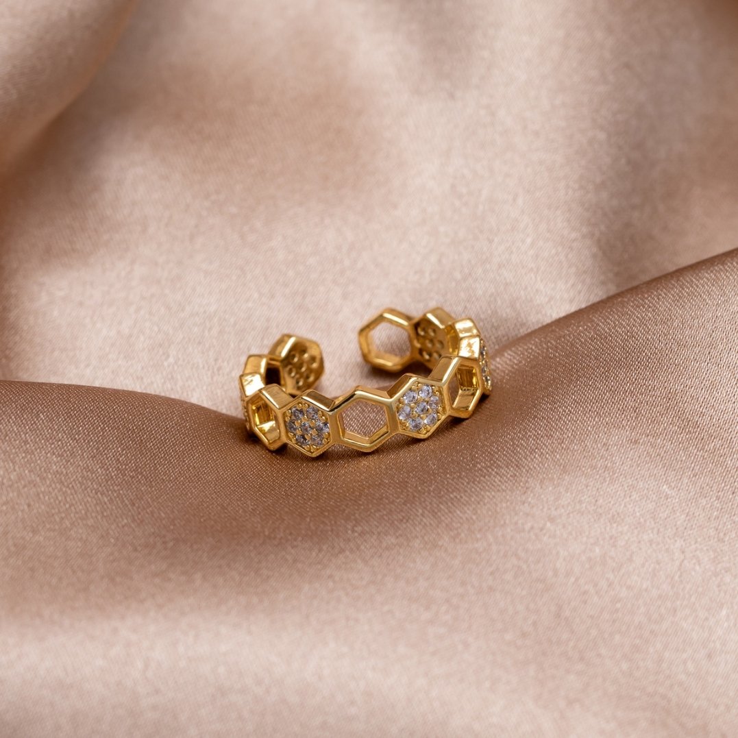 Gold Geometric Open Ring