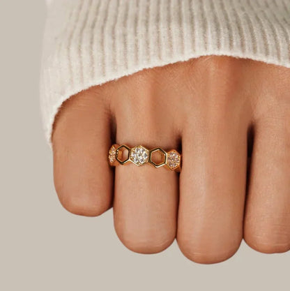 Krystal Honningkage Ring | Guld