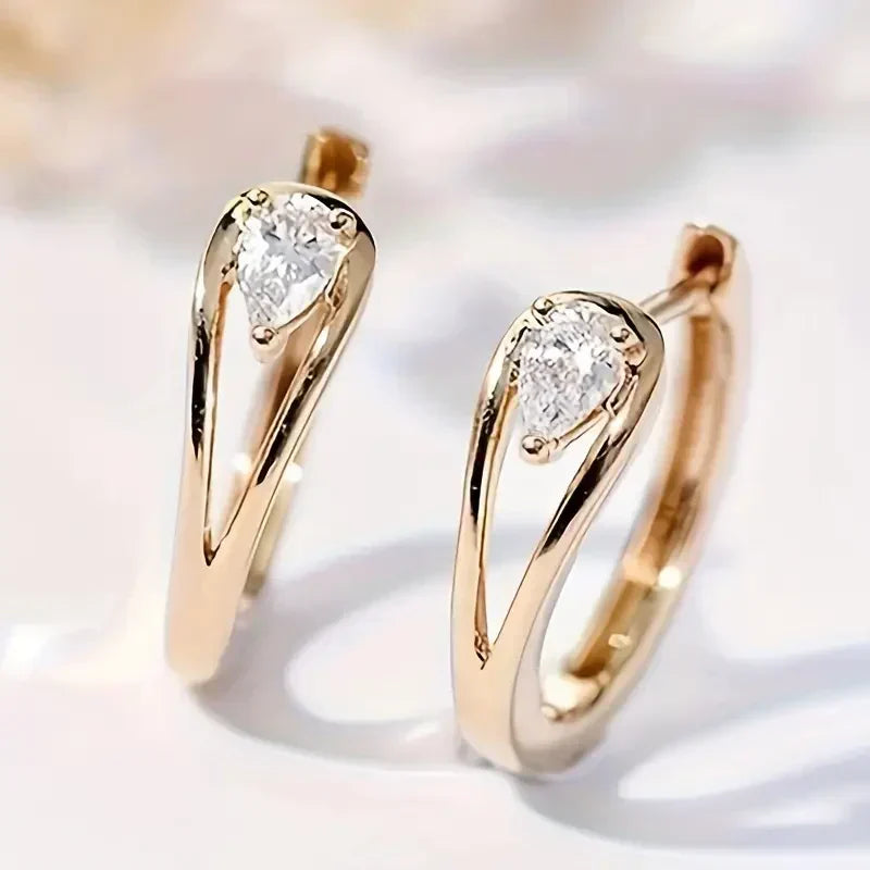 Udsøgte Zirconia Gyldne Dråbeøreringe | Guld